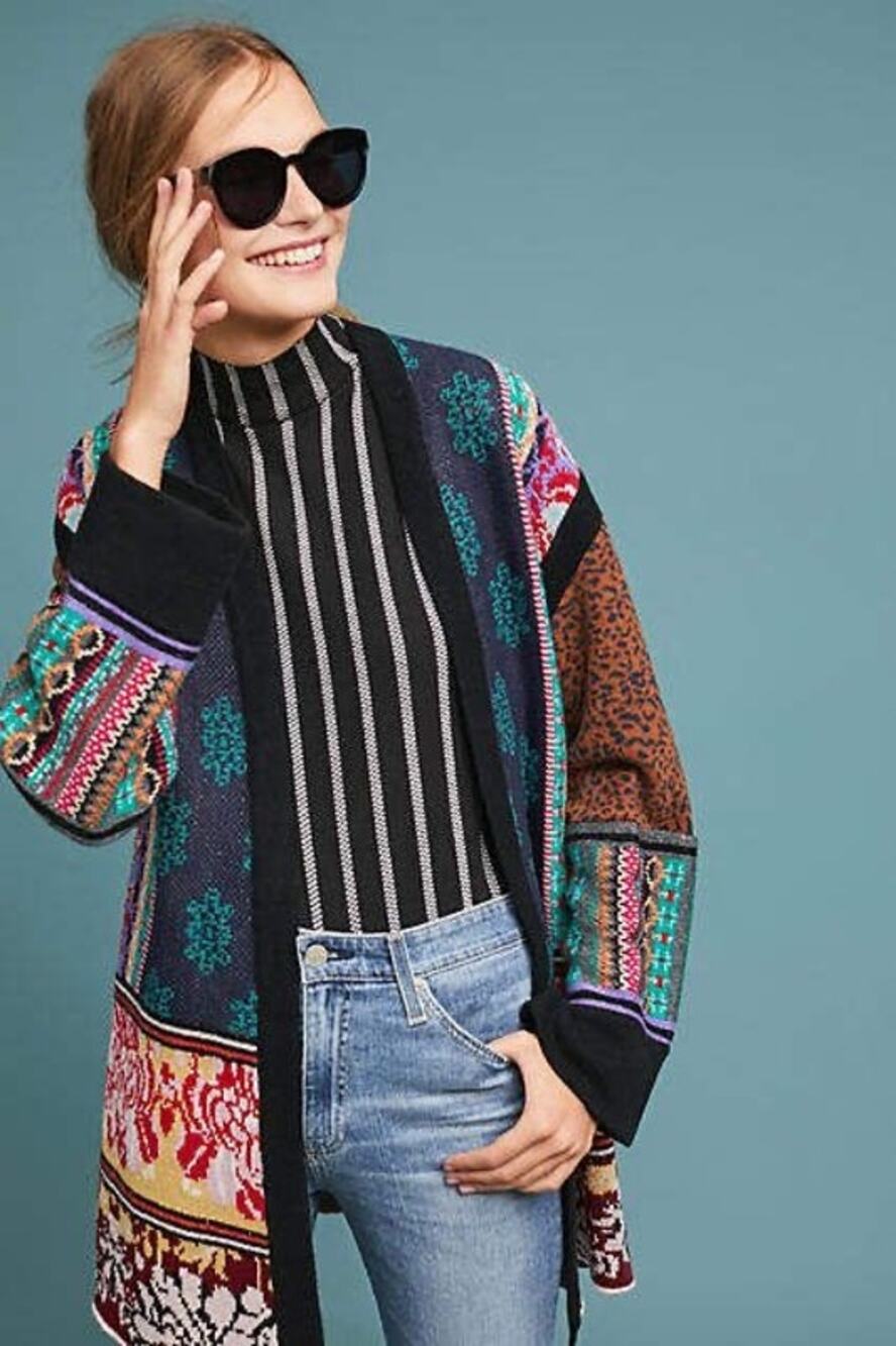 AKEMI + KIN x ANTHROPOLOGIE Patchwork Kimono Cardigan Size Medium Petite